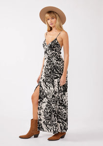 Rayon Spaghetti Strap Tie Back Maxi Dress