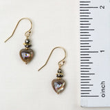 Alchemy Faceted Pyrite With Abalone Shell Hearts Simple Earrings