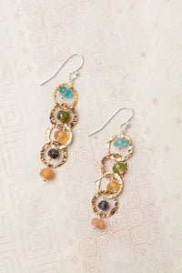 Thrive Italian Hammered Bronze Loops With Blue Apatite, Iolite, Sunstone, Citrine, And Grossular Garnet Dangles Dangle Earrings