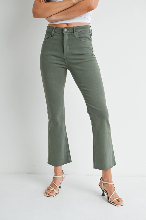 Vintage Olive High Rise Tonal Crop Flare