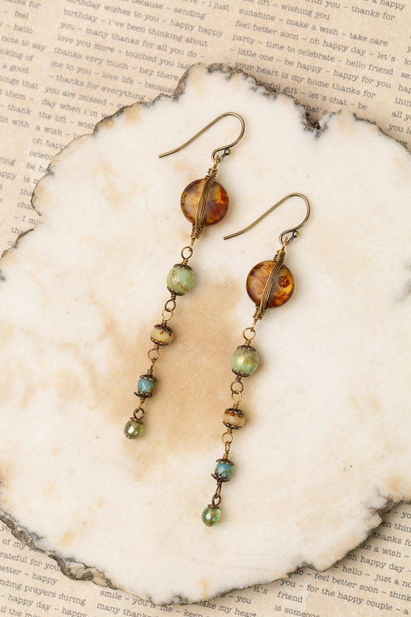 Rustic Creek Czech Glass Cascading Dangle Earrings