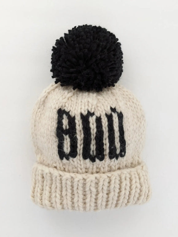 Boo Natural Hand Knit Halloween Beanie Hat