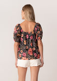 Floral Square Neck Puff Sleeve Blouse