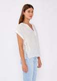 Sheer Embroidered Eyelet Dolman Sleeve Blouse