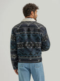 MEN'S WRANGLER® SHERPA LINED JACQUARD PRINT JACKET IN NAVY WATERS