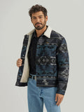 MEN'S WRANGLER® SHERPA LINED JACQUARD PRINT JACKET IN NAVY WATERS