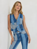 WRANGLER X LAINEY WILSON PATCHWORK VEST IN PATCHWORK BLUE