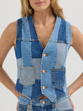 WRANGLER X LAINEY WILSON PATCHWORK VEST IN PATCHWORK BLUE