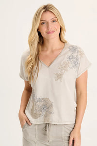 JOLINA EMBROIDERED TOP