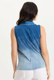 TAGUE INDIGO TWILL KNOTTED HIGH-LOW SNAP-UP TANK