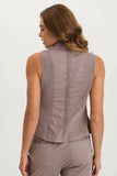 SHELTON POPLIN/RIBBED ZIPPER POCKET VEST