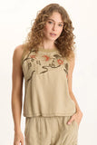Katrine Soft Twill Embroidered Artisan Tank
