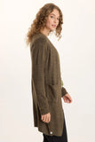 Bayek Longline Open-Front Knit Cardigan