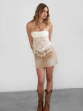 Wilder Floral Lace Fringe Strapless Bandeau Top - Wild Skyes
