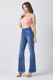 HIGH-RISE PULL ON FLARE JEANS