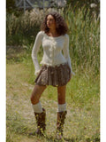 Plaid Drawstring Layered Mini Skort