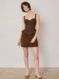 Structured Peplum Top with Scalloped Corset Bodice