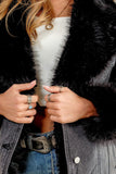 Fur Collard Cuff Over sized Denim Jacket - Wild Skyes