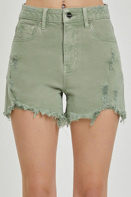 HIGH RISE DISTRESSED DETAIL SHORTS - Wild Skyes