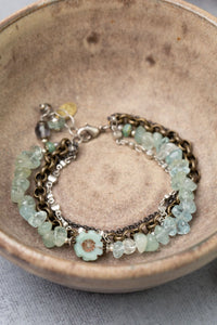 Venetian Dreams 7.5-8.5" Aquamarine, Czech Glass Multistrand Bracelet