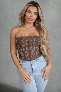 Vegan Leather Embroidered Western Corset Top