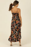 V Neck Tie Front Ruffle Slits Maxi Dress