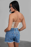 Vegan Leather Embroidered Western Corset Top