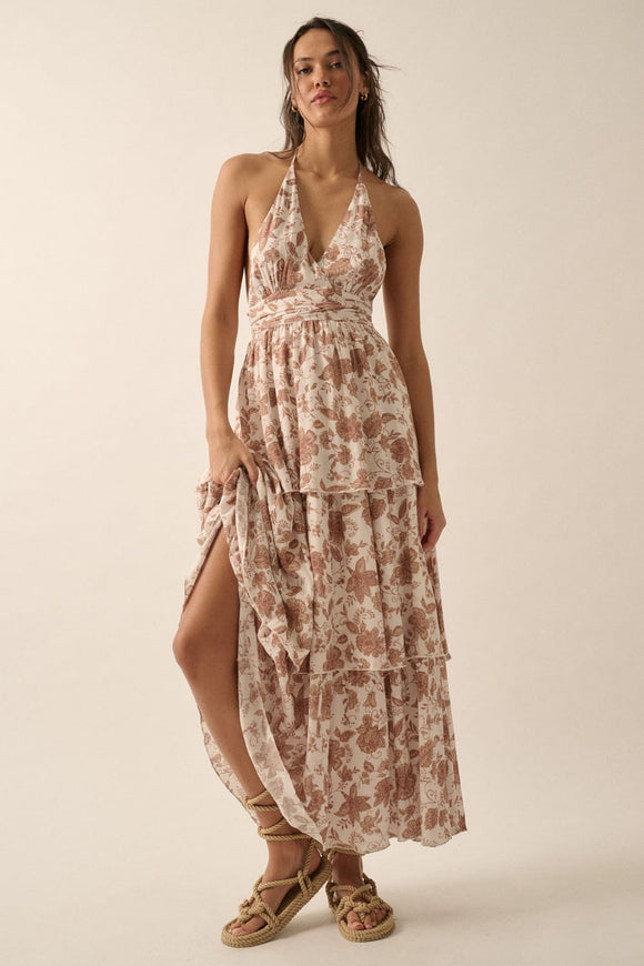 Floral Tiered-Ruffle Woven Maxi Dress