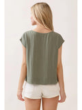 Woven Boxy Top with Extended Sleeve