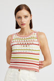 SLEEVELESS KNIT CROCHET STRIP TOP