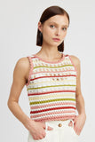 SLEEVELESS KNIT CROCHET STRIP TOP