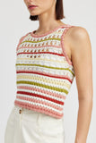 SLEEVELESS KNIT CROCHET STRIP TOP