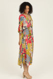 V NECK KIMONO SLEEVE MAXI DRESS