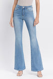 High Rise Medium Light Wash Long Flare Jeans