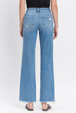 High Rise Medium Wash Distressed Slim Wide Jeans