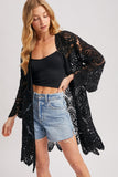 Crochet Open Front Bell Sleeved Cardigan - Wild Skyes