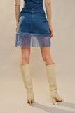 Fringe Wrap Denim Mini Skirt - Wild Skyes
