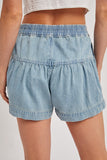 Fluer Pleated Denim Shorts With Pockets - Wild Skyes