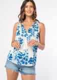 Floral Sheer Tie Front Tank Top