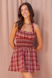 Plaid Smocked Halter Mini Dress