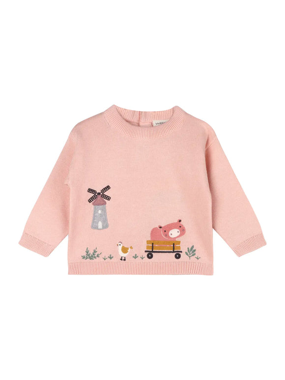 Farm Windmill Applique Sweater Knit Baby Pullover -Organic