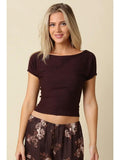 Angela Boat Neck Cinched Tee