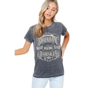 Bourbon Whiskey 100 Proof Graphic S/S Washed Tee