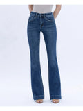 High Rise Dark Wash Trouser Hem Bootcut Jeans