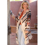 Aztec Fringe Hem Cardigan Sweater