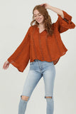 V Neck Lace Inset Flowy Top