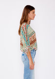 Striped Paisley V-Neck Blouse