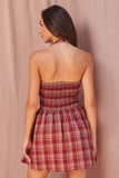Plaid Smocked Halter Mini Dress