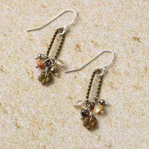 Dunes Pyrite With Czech Glass Dangle Earrings