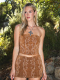 Maple Faux Suede Embroidered Western Strapless Corset Top - Wild Skyes